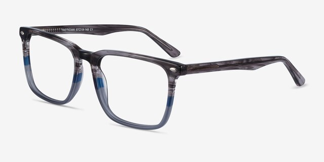 Tactician Gray Striped AcetateEyeglass Frames from EyeBuyDirect, Angle View