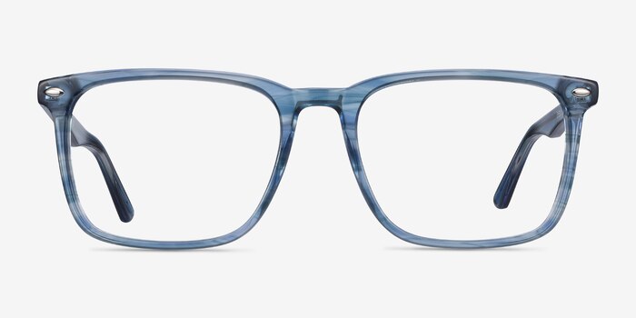 Tactician Blue Striped Acetate Eyeglass Frames from EyeBuyDirect