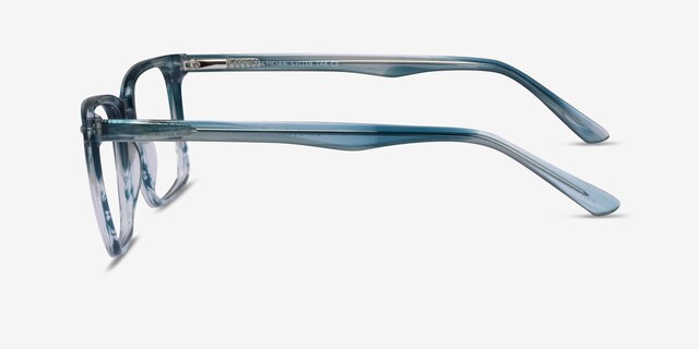 Tactician Blue Striped AcétateMontures de lunettes de vue d'EyeBuyDirect, Vue de Côté