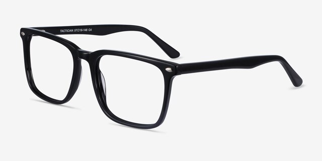 Tactician Noir AcétateMontures de lunettes de vue d'EyeBuyDirect, Vue d'Angle