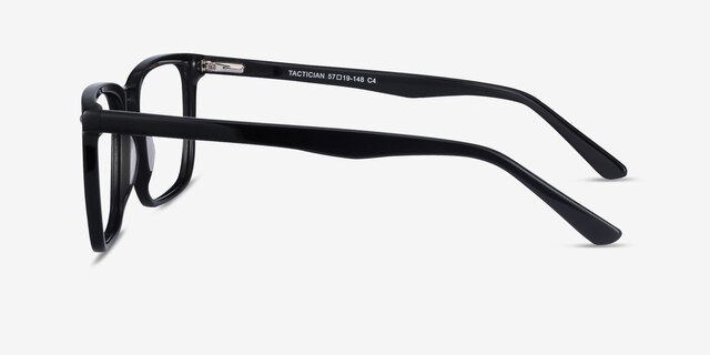Tactician Noir AcétateMontures de lunettes de vue d'EyeBuyDirect, Vue de Côté