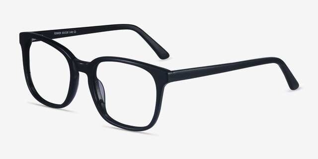 Tower Black AcetateEyeglass Frames from EyeBuyDirect, Angle View