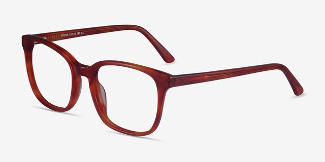 Tower Blood Orange AcetateEyeglass Frames from EyeBuyDirect, Angle View