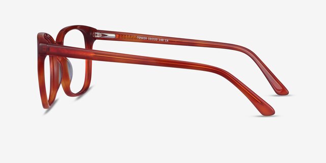 Tower Blood Orange AcetateEyeglass Frames from EyeBuyDirect, Side View