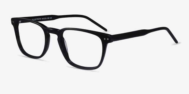 Illustrate Black AcetateEyeglass Frames from EyeBuyDirect, Angle View
