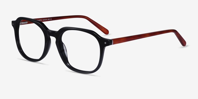 Atlantic Black AcetateEyeglass Frames from EyeBuyDirect, Angle View