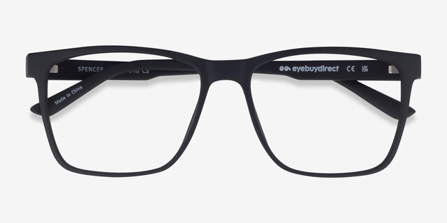 Spencer Noir PlastiqueMontures de lunettes de vue d'EyeBuyDirect, Vue Rapprochée