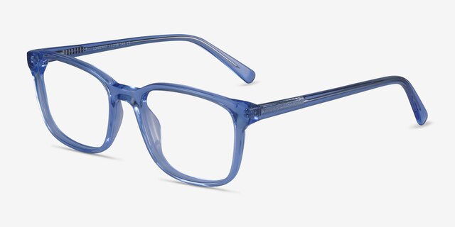 Longway Blue AcetateEyeglass Frames from EyeBuyDirect, Angle View