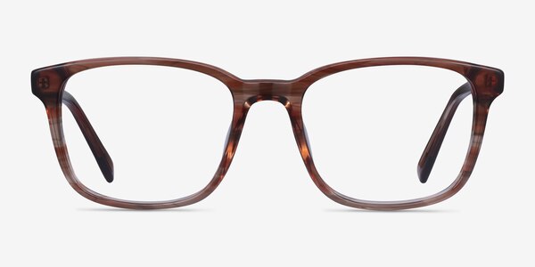 Longway Brown Striped Acetate Eyeglass Frames