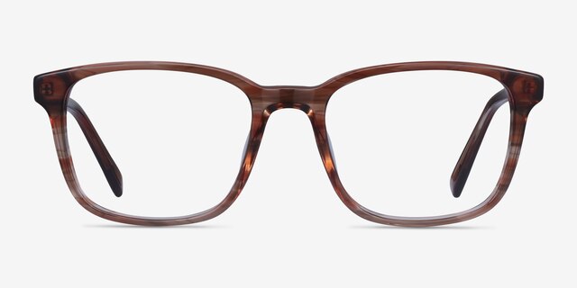 Longway Brown Striped AcetateEyeglass Frames from EyeBuyDirect, Front View