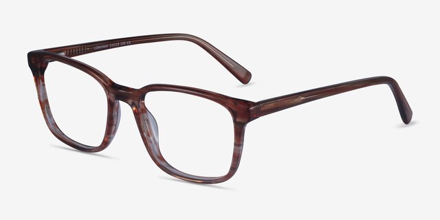 Longway Brown Striped AcetateEyeglass Frames from EyeBuyDirect, Angle View