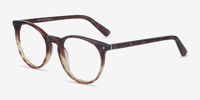 Fleury Brown Floral AcétateMontures de lunettes de vue d'EyeBuyDirect, Vue d'Angle