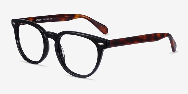 Maeby Black AcetateEyeglass Frames from EyeBuyDirect, Angle View