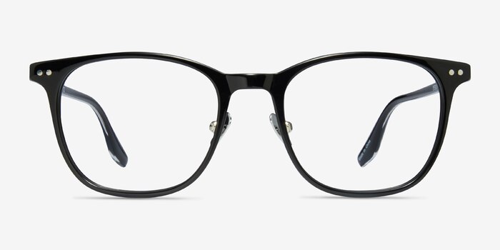 Follow Black Silver Acetate Eyeglass Frames from EyeBuyDirect