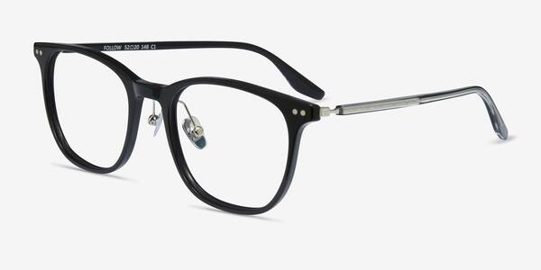 Black Silver Follow -  Acetate Eyeglasses