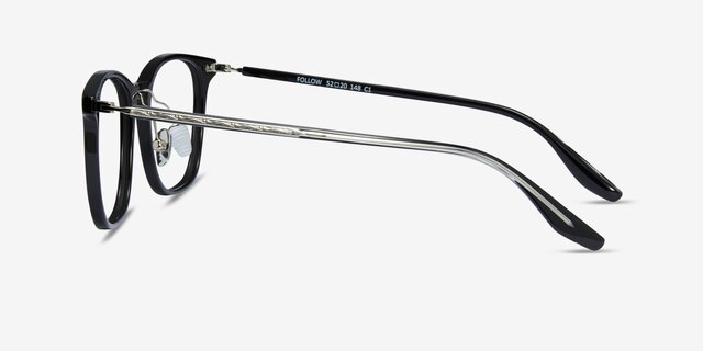 Follow Black Silver AcetateEyeglass Frames from EyeBuyDirect, Side View