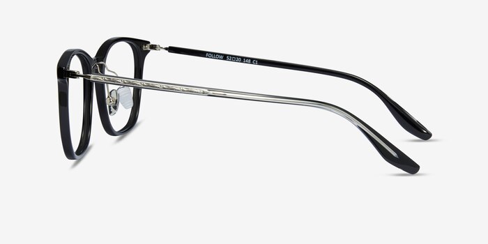 Follow Black Silver Acetate Eyeglass Frames from EyeBuyDirect