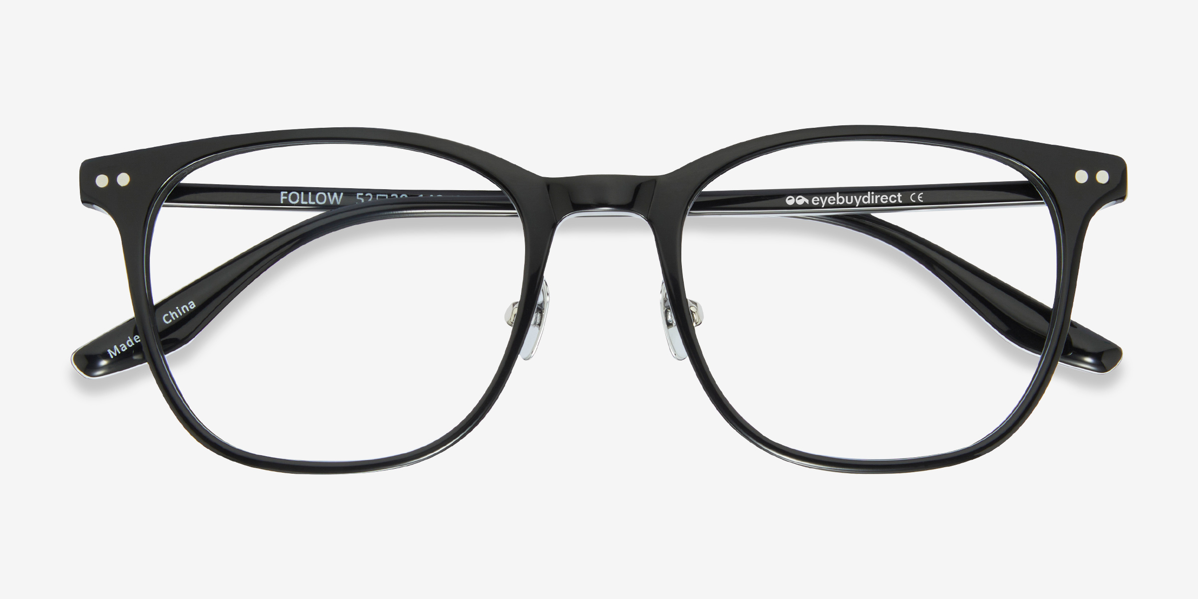 Follow Square Black Silver Full Rim Eyeglasses Eyebuydirect Canada 0941