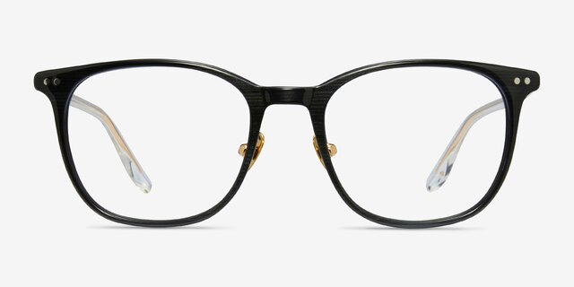 Follow Black Golden AcétateMontures de lunettes de vue d'EyeBuyDirect, Vue de Face