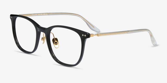 Follow Black Golden AcétateMontures de lunettes de vue d'EyeBuyDirect, Vue d'Angle