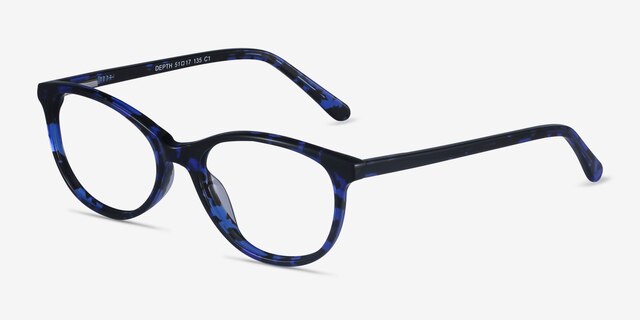Depth Blue Floral AcetateEyeglass Frames from EyeBuyDirect, Angle View