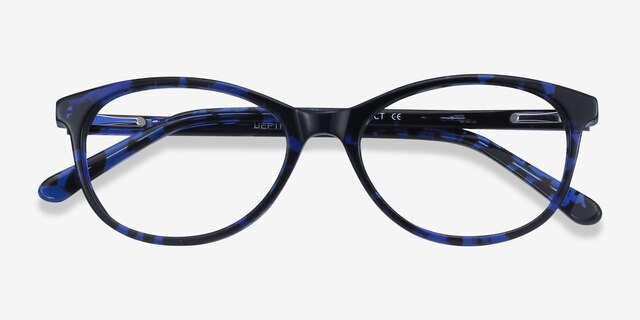 Depth Blue Floral AcetateEyeglass Frames from EyeBuyDirect, Closed View