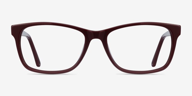 Annett Burgundy AcétateMontures de lunettes de vue d'EyeBuyDirect, Vue de Face