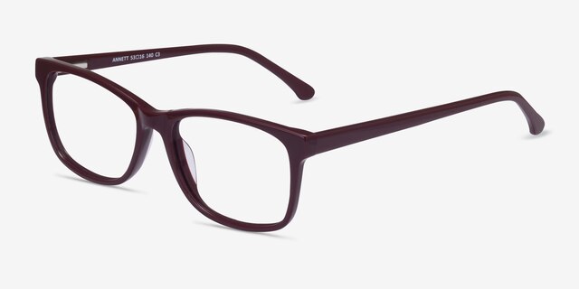Annett Burgundy AcétateMontures de lunettes de vue d'EyeBuyDirect, Vue d'Angle