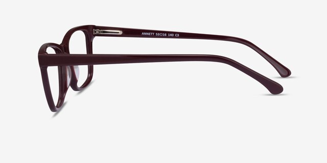 Annett Burgundy AcétateMontures de lunettes de vue d'EyeBuyDirect, Vue de Côté