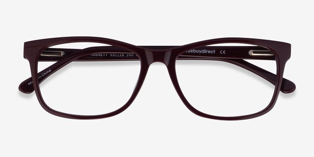 Annett Burgundy AcétateMontures de lunettes de vue d'EyeBuyDirect, Vue Rapprochée