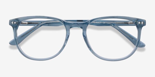 Cherbourg Clear Blue AcetateEyeglass Frames from EyeBuyDirect, Closed View