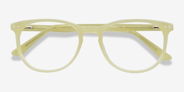 Cherbourg Lime Green AcétateMontures de lunettes de vue d'EyeBuyDirect, Vue Rapprochée