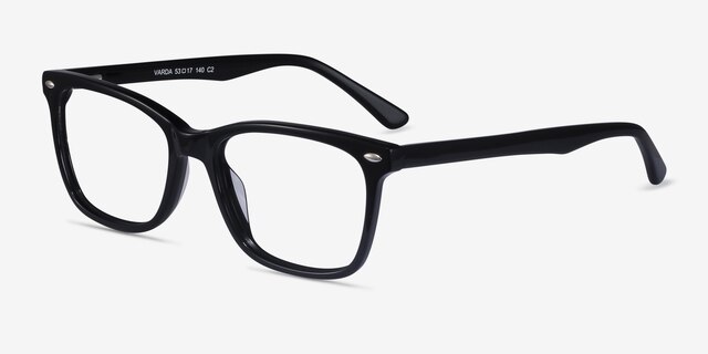 Varda Black AcetateEyeglass Frames from EyeBuyDirect, Angle View