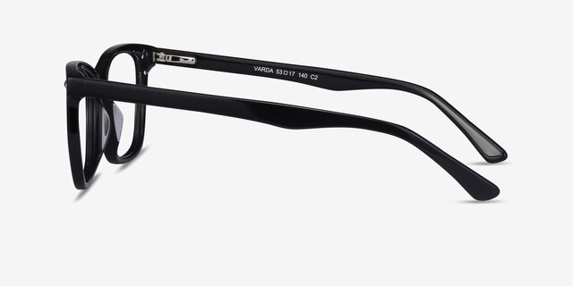Varda Black AcetateEyeglass Frames from EyeBuyDirect, Side View