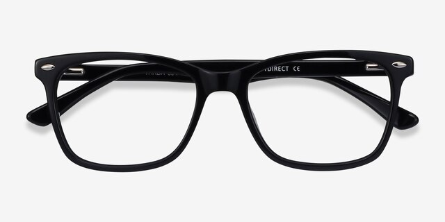 Varda Black AcetateEyeglass Frames from EyeBuyDirect, Closed View