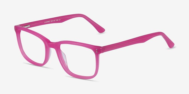 Lugano Fuchsia Pink AcetateEyeglass Frames from EyeBuyDirect, Angle View