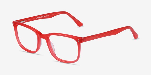 Lugano Red AcetateEyeglass Frames from EyeBuyDirect, Angle View