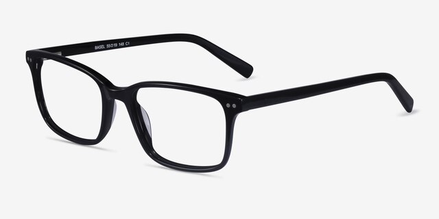 Basel Black AcetateEyeglass Frames from EyeBuyDirect, Angle View