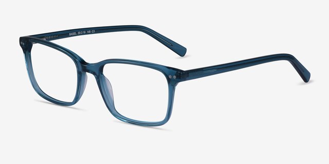 Basel Green Blue AcetateEyeglass Frames from EyeBuyDirect, Angle View