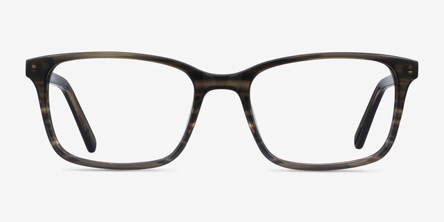 Clipperton Gray Striped AcetateEyeglass Frames from EyeBuyDirect, Front View