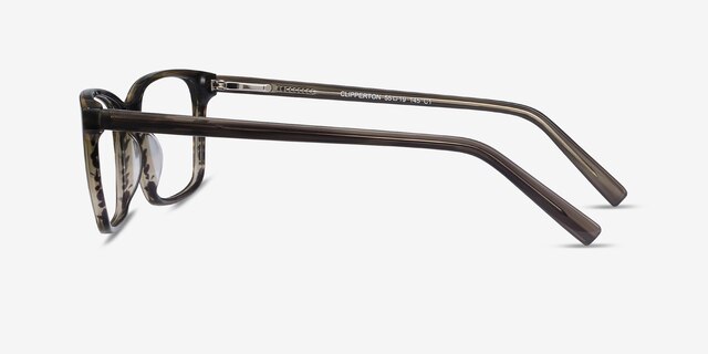 Clipperton Gray Striped AcetateEyeglass Frames from EyeBuyDirect, Side View