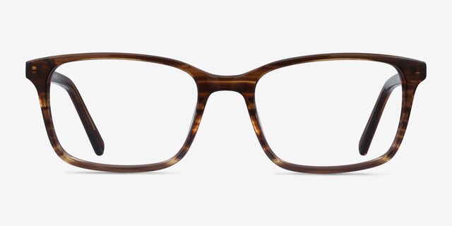 Clipperton Brown Striped AcetateEyeglass Frames from EyeBuyDirect, Front View