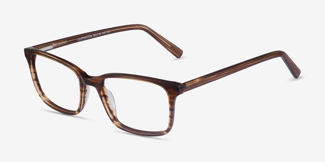 Clipperton Brown Striped AcetateEyeglass Frames from EyeBuyDirect, Angle View