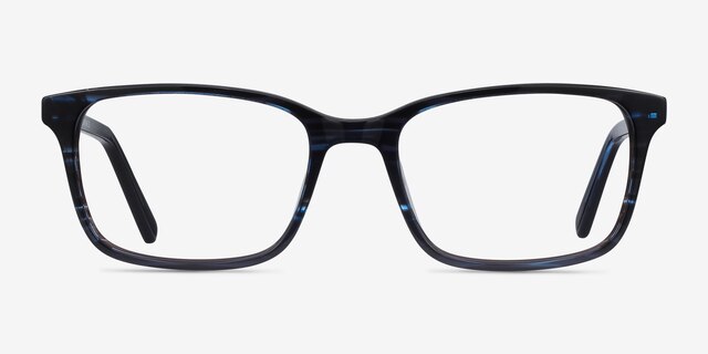 Clipperton Blue Striped AcetateEyeglass Frames from EyeBuyDirect, Front View