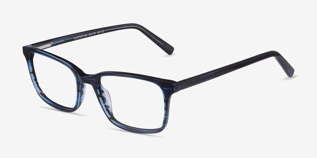 Clipperton Blue Striped AcetateEyeglass Frames from EyeBuyDirect, Angle View