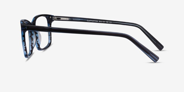 Clipperton Blue Striped AcetateEyeglass Frames from EyeBuyDirect, Side View