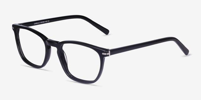 Camille Black AcetateEyeglass Frames from EyeBuyDirect, Angle View