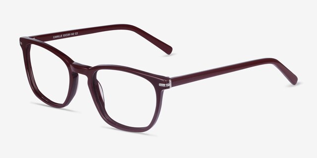 Camille Burgundy AcetateEyeglass Frames from EyeBuyDirect, Angle View