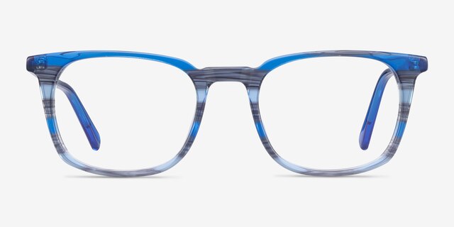Gabor Blue Striped AcetateEyeglass Frames from EyeBuyDirect, Front View