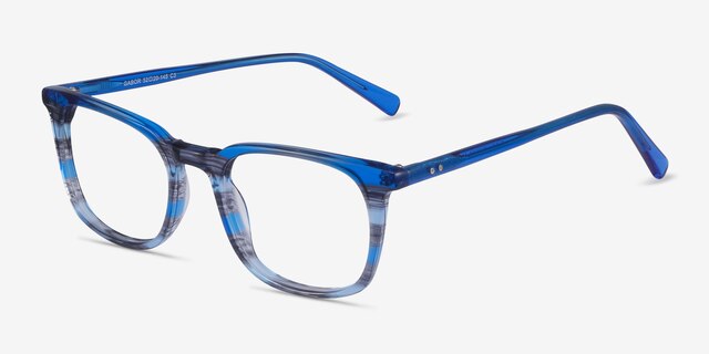 Gabor Blue Striped AcetateEyeglass Frames from EyeBuyDirect, Angle View